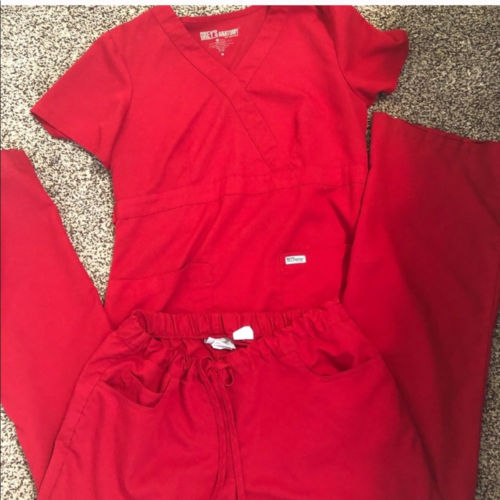 Greys Anatomy Red Medium Tall Scrubs